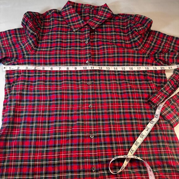 J Mclaughlin Blouse Women Royal Stewart Tartan Plaid Shirt Christmas Top - Picture 7 of 12